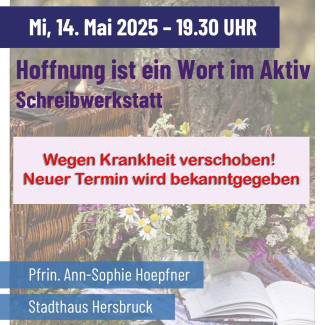 Absage Schreibwerkstatt 14. Mai