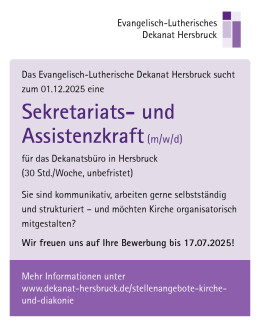 Stellenanzeige für Sekretariats- und Assistenzkraft