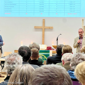 Dekan Tobias Schäfer und Pfarrer Björn Schukat sprechen über die zukünftige mögliche Zusammensetzung der Dekanatssynode